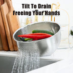 Rice Washer & Strainer Bowl – Stainless Steel Colander for Rinsing Rice, Quinoa, Fruits & Vegetables