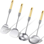 Stainless Steel Chinese Wok Utensil Set – 4-Piece