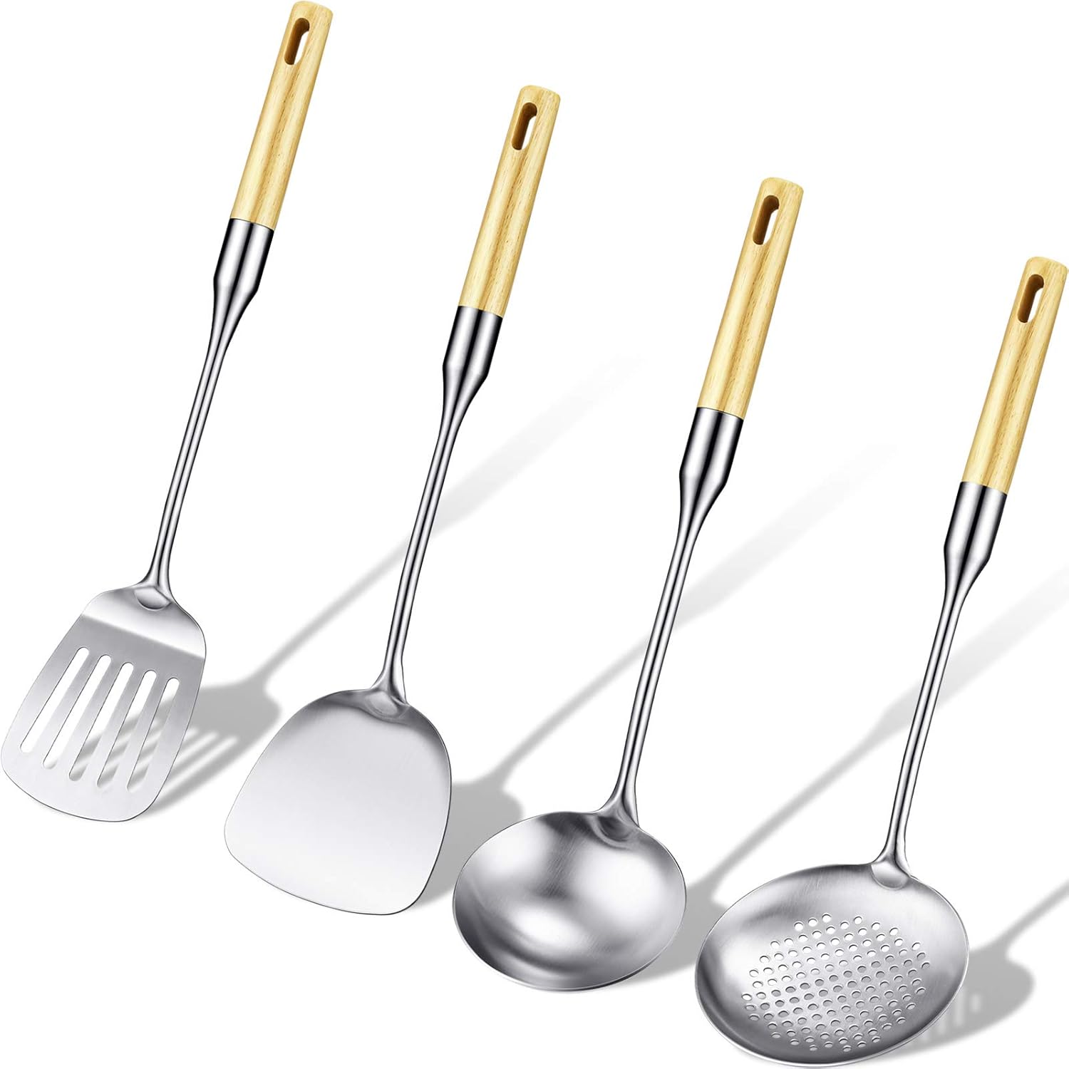 Stainless Steel Chinese Wok Utensil Set – 4-Piece