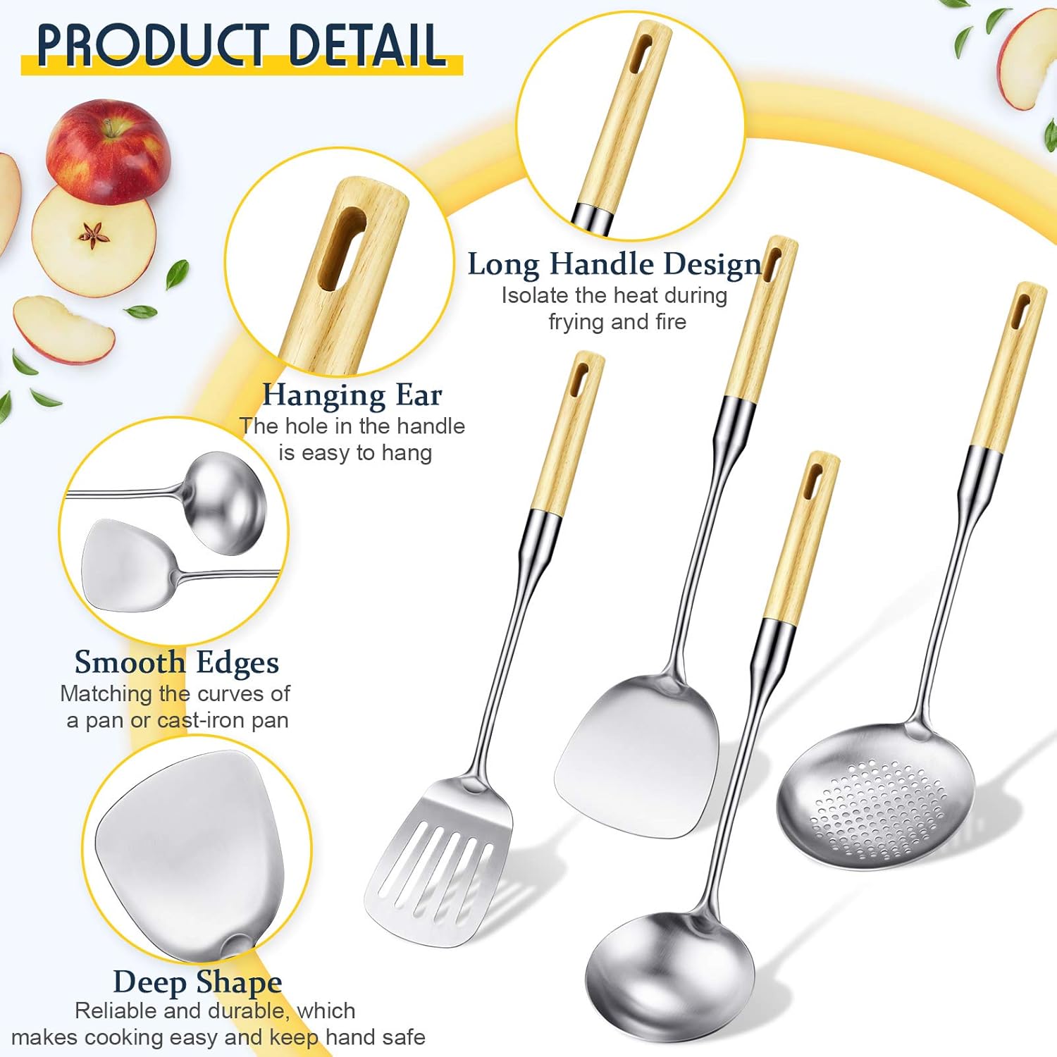 Stainless Steel Chinese Wok Utensil Set – 4-Piece