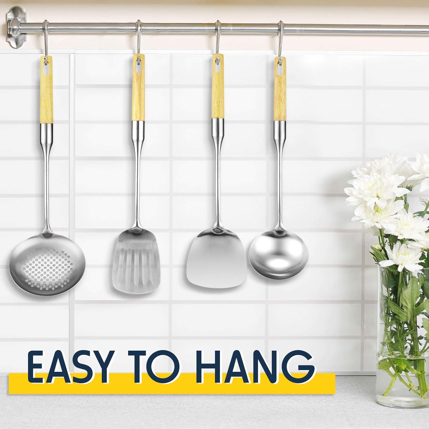 Stainless Steel Chinese Wok Utensil Set – 4-Piece