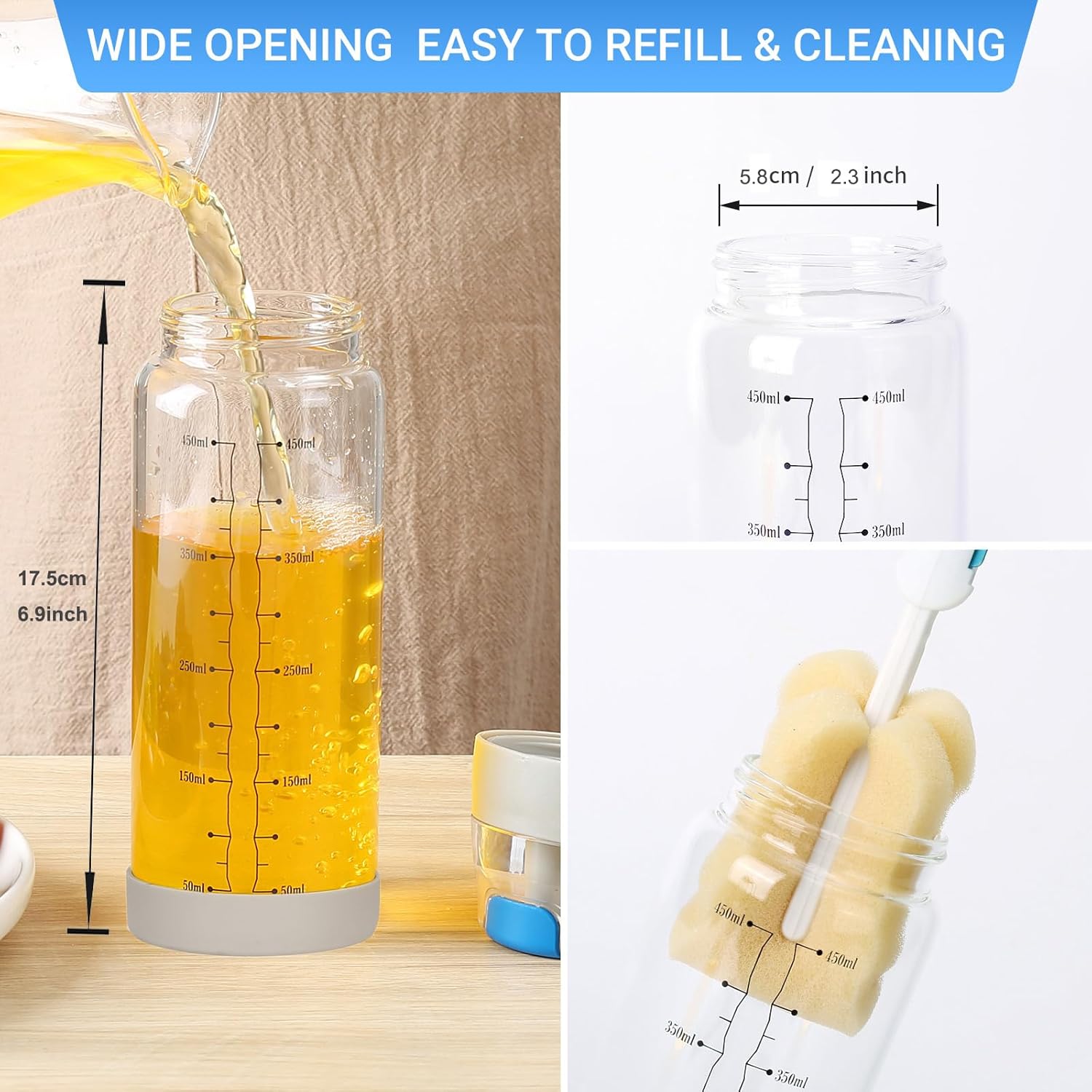 Glass Oil & Vinegar Dispenser Set – 2-Pack (450ml)