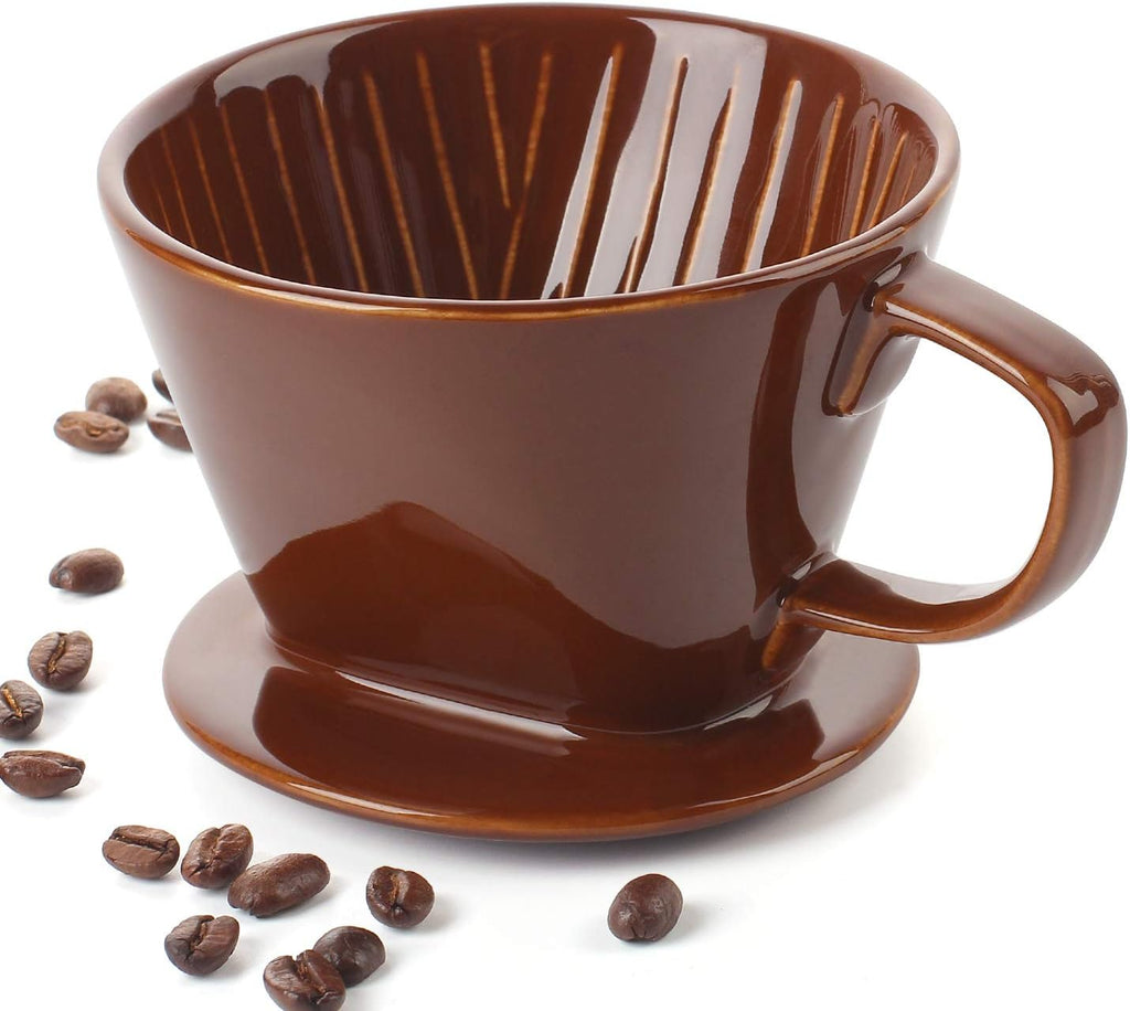 Porcelain Pour Over Coffee Dripper – Brown