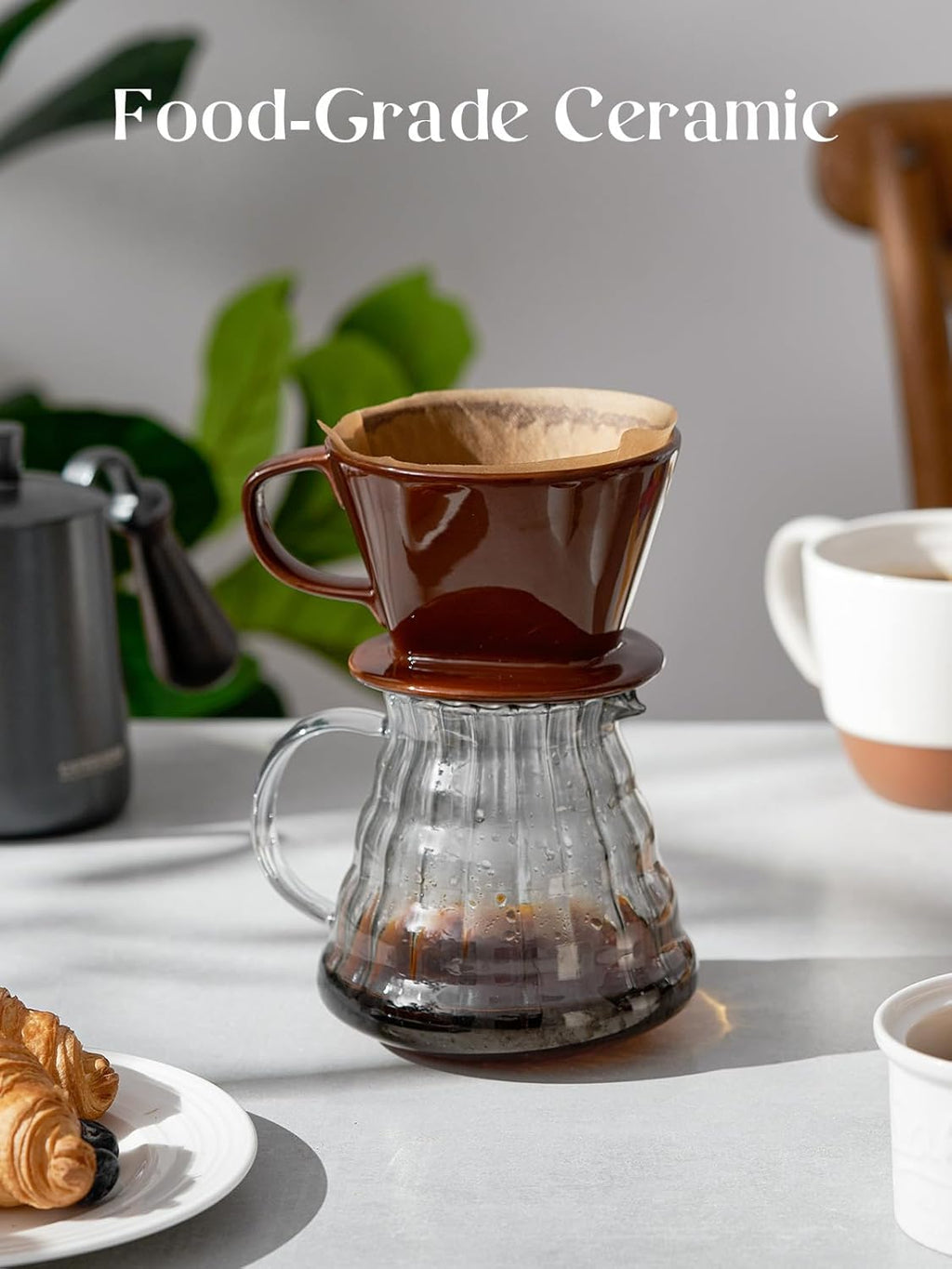 Porcelain Pour Over Coffee Dripper – Brown