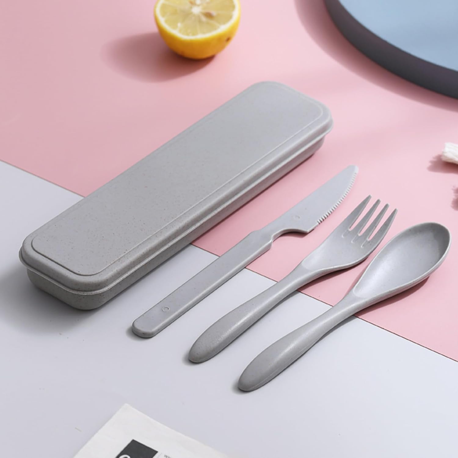Reusable Travel Utensil Set with Case – Gray