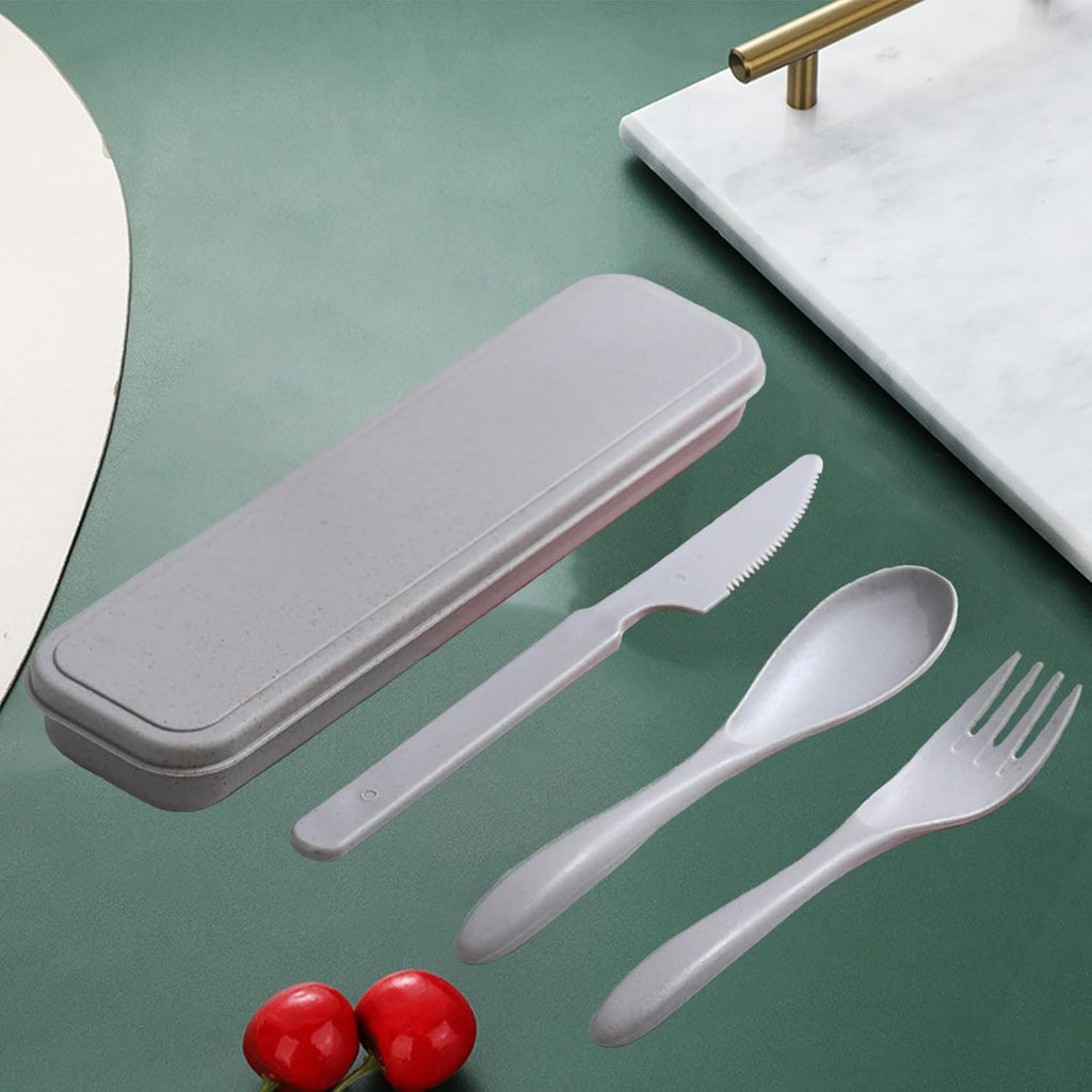 Reusable Travel Utensil Set with Case – Gray