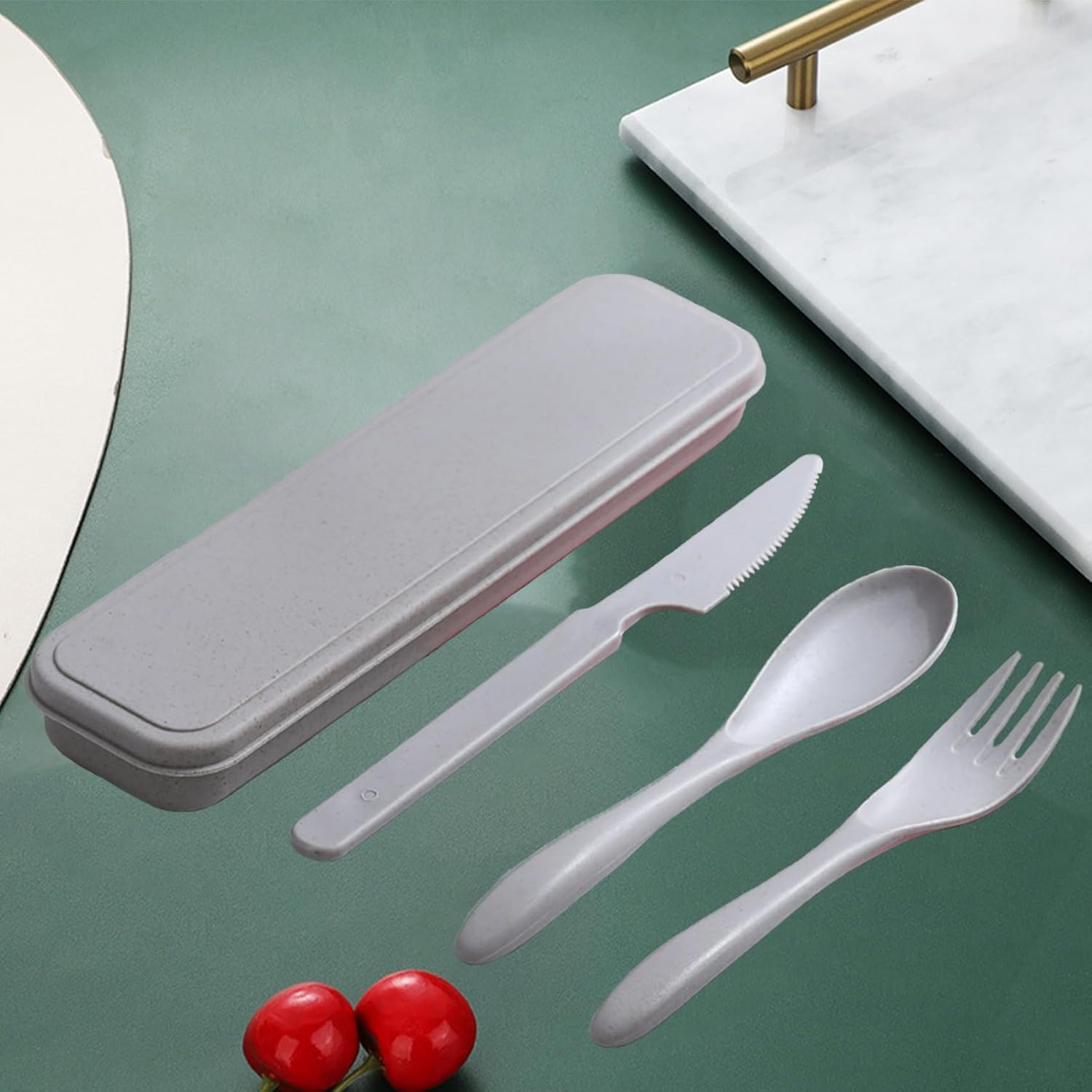 Reusable Travel Utensil Set with Case – Gray