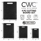 COOK WITH COLOR Non-Slip Cutting Board Set – 4-Piece Easy Grip Kitchen Boards for Meat, Veggies & Fruits (Black)