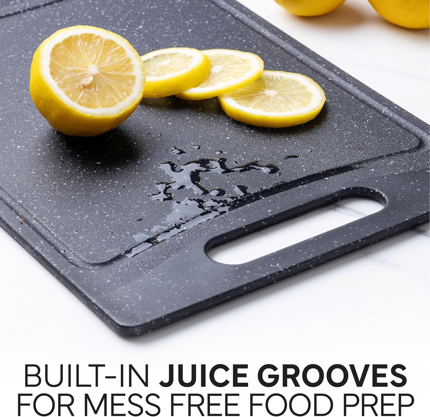 COOK WITH COLOR Non-Slip Cutting Board Set – 4-Piece Easy Grip Kitchen Boards for Meat, Veggies & Fruits (Black)